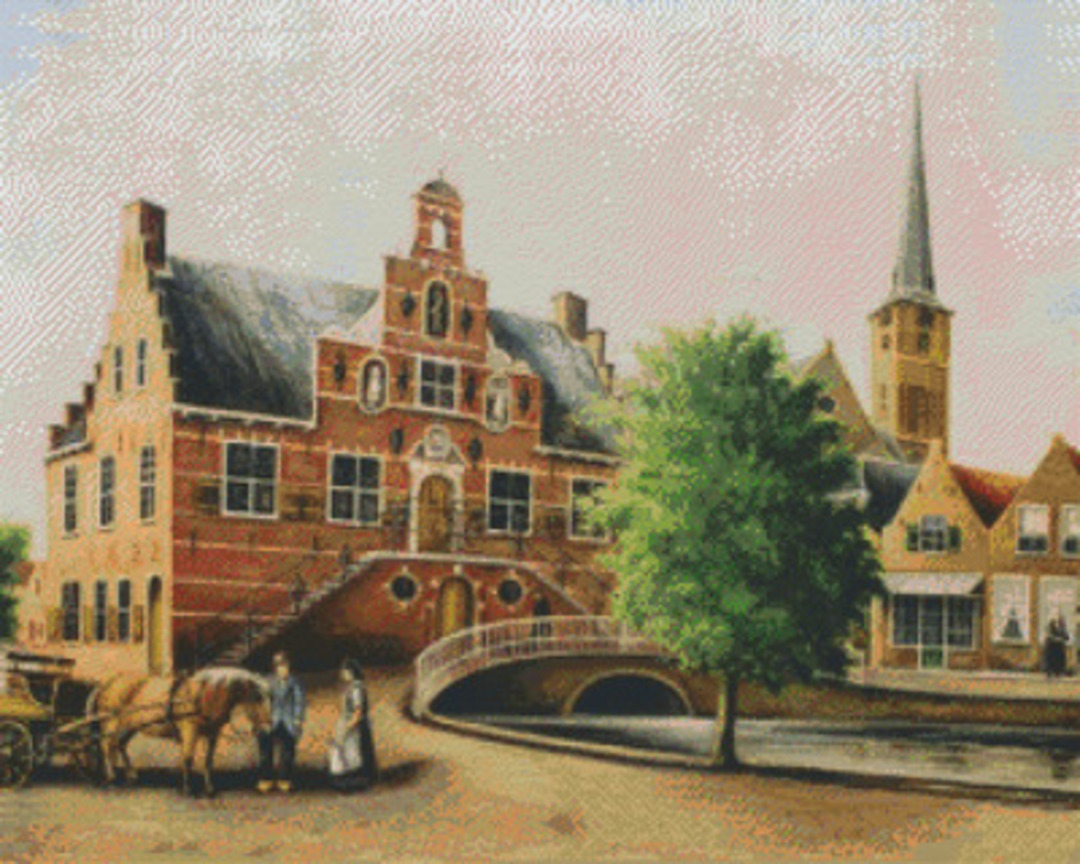 Town Hall Old Beijerland Thirty Six [36] Baseplate PixelHobby Mini-mosaic Art Kit image 0